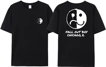 Летняя повседневная мужская хлопковая футболка с принтом Fall Out boy, черно-белая футболка с принтом Тайчи, популярная футболка в стиле панк-рок Harajuku
